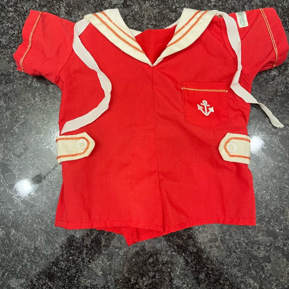 Vintage Cabbage Patch Kids Red Romper Jumper Doll Outfit Coleco